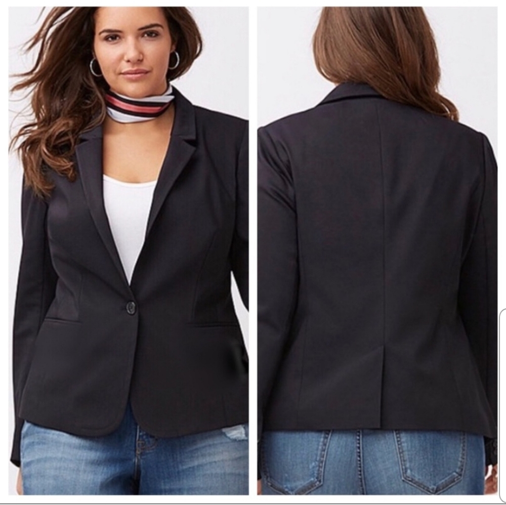 Lane Bryant Double Weave Stretch Black Blazer